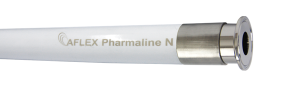 1-1/2 In Aflex Pharmaline N Hose Assembly  Smooth Bore White PTFE Tube  316SS Braid  White Silicone Cover  Configurable Ends